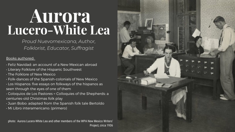 Aurora Lucero-White Lea and other members of the WPA New Mexico Writers' Project, photo circa 1943